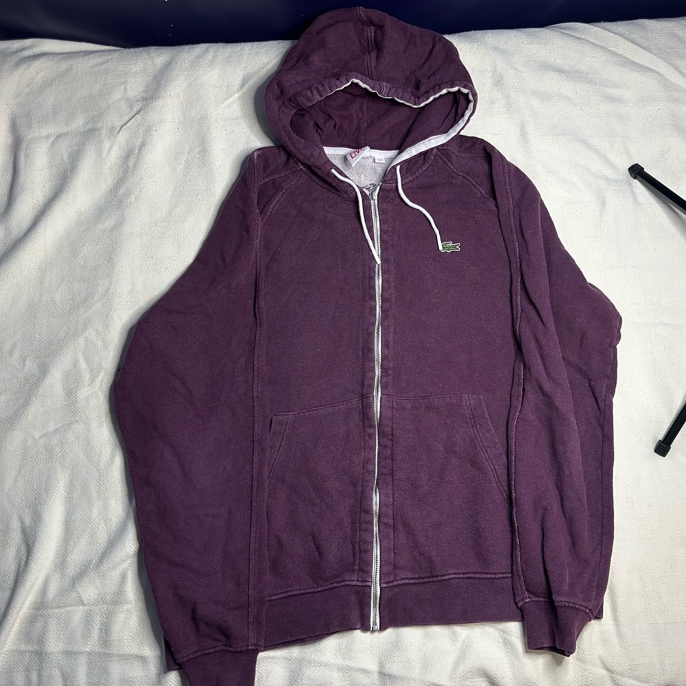 Lacoste Burgundy/Dark Purple Zip-Up Hoodie
